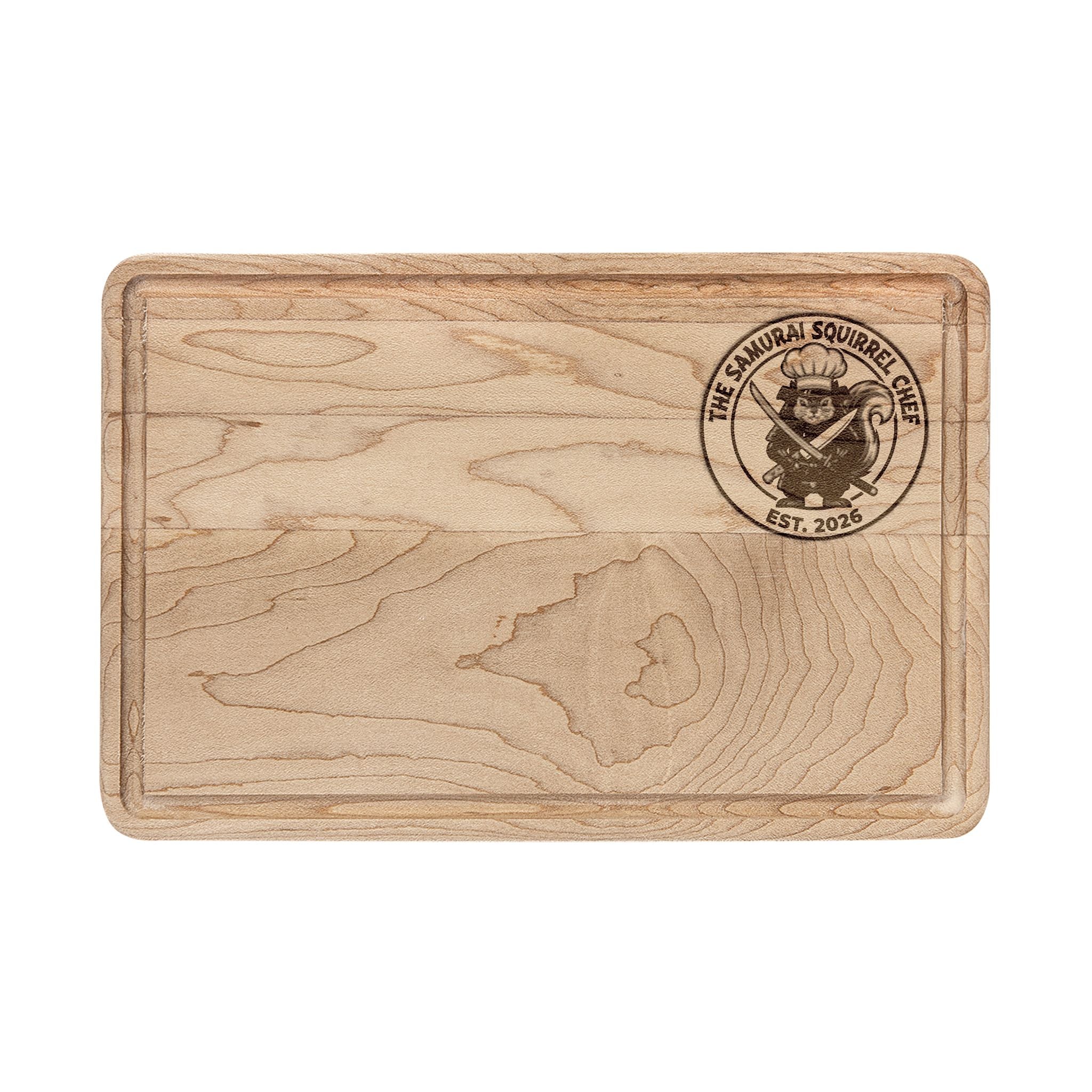 Engraved Wooden Cutting Board — The Samurai Squirrel Chef