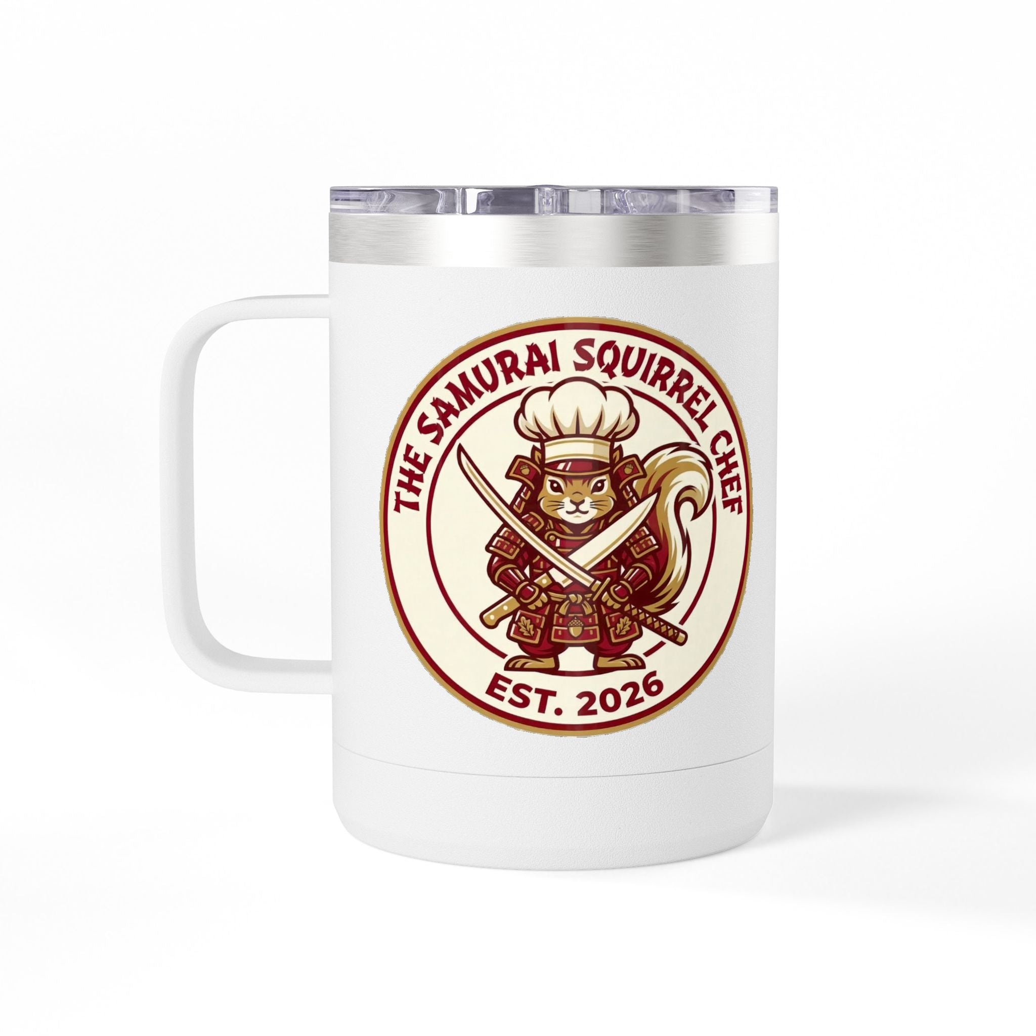 The Samurai Squirrel Chef - 15oz Insulated Coffee Tumbler Mug